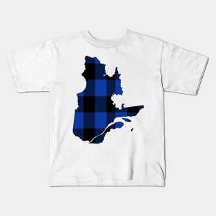 Quebec in Blue Plaid Kids T-Shirt